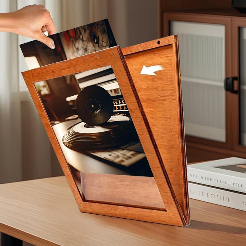 Xiaomi CD Display Stand Wall-mounted Wooden Record Storage Box Multi-purpose Folding Photo Display Rack for Hanging Photos on The Wall