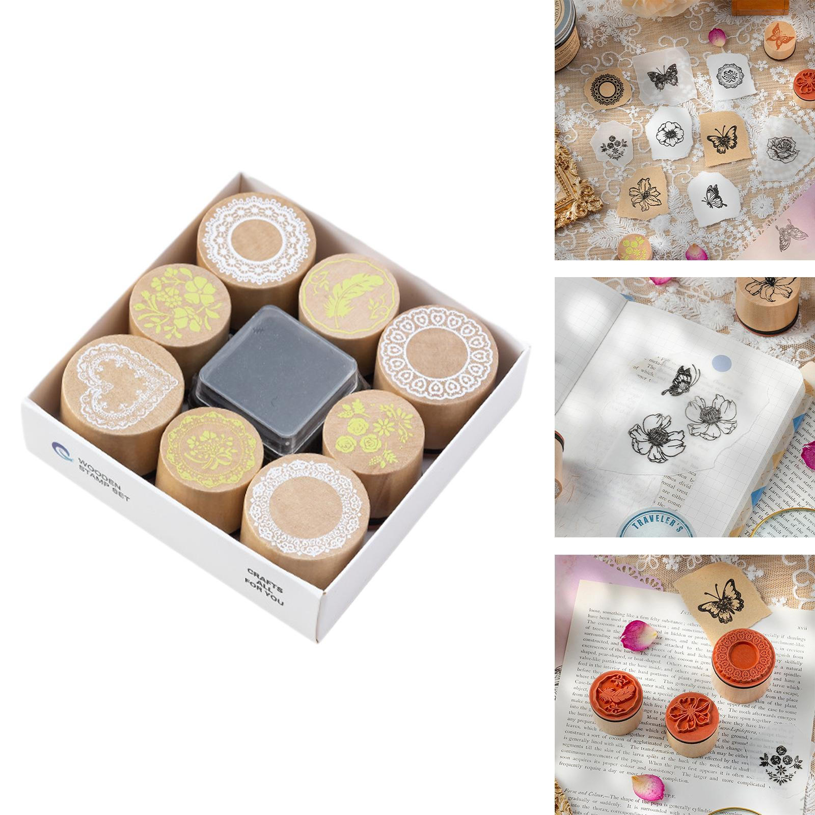 

Набор деревянных штампов, инструменты для изготовления карточек «сделай сам», креативные портативные изделия из дерева для канцелярских товаров Lace