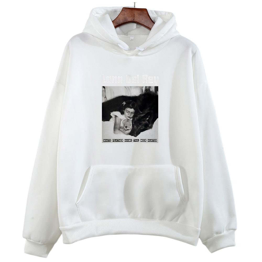 White Feather Hawk Tail Deer Hunter Lana Del Rey Hoodies Gift Apparel Hoody Long Sleeve Retro Harajuku Graphic Clothing Unisex
