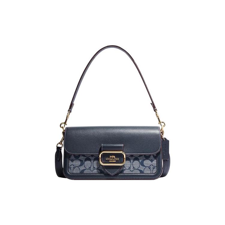 COACH Morgan Cow Leather Textile Shoulder Bag , Handbag , Shoulder Bag Women's Denim Blue (Unisex) Shoulder Bags CH137 IMDEI