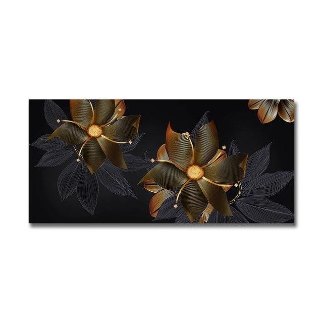 Luxury Black Gold Leaf Canvas Painting Abstract Plant Posters and Prints Wall Art Pictures for Home Living Room Decor No Frame