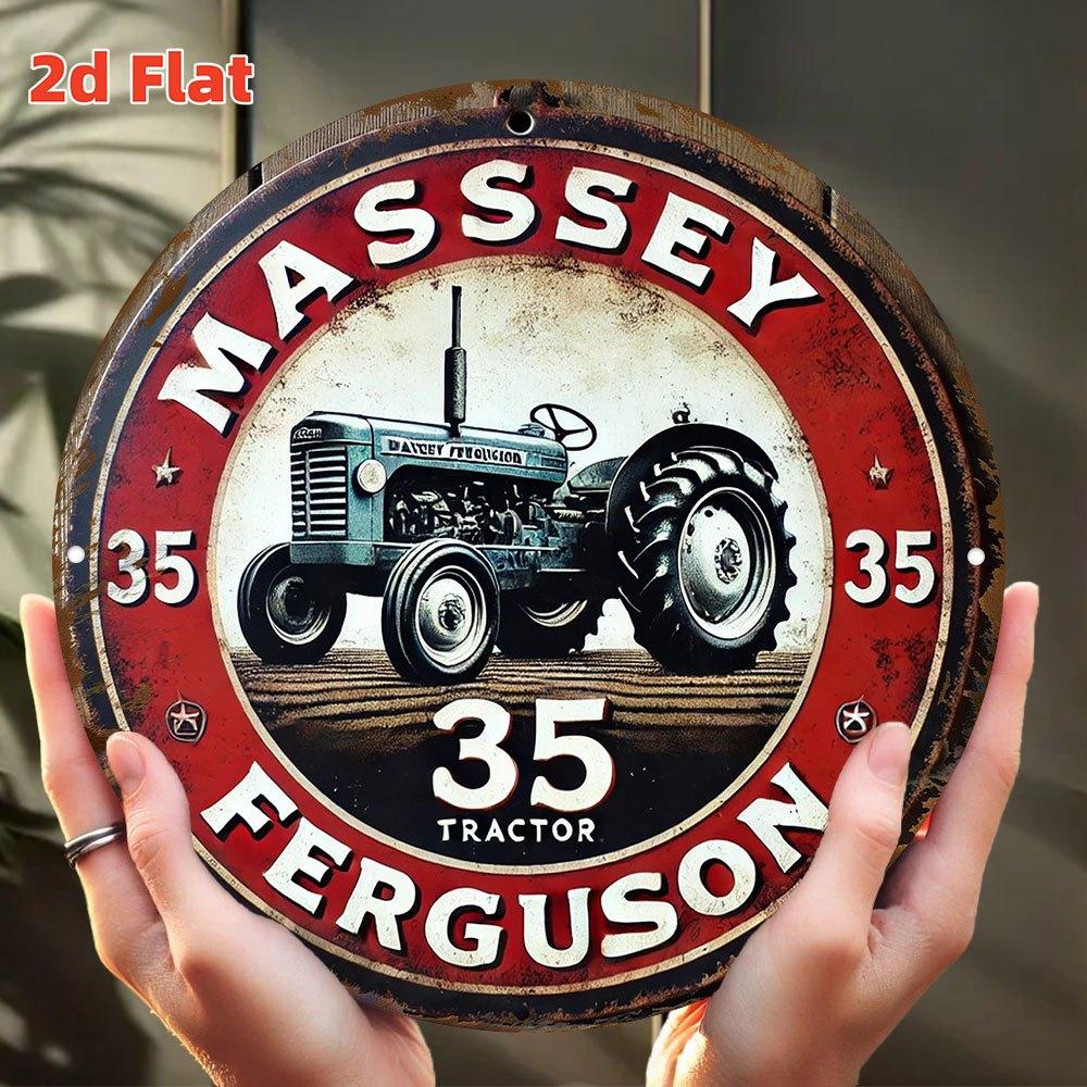 D FlatMassey Ferguson Tractor Wall Art Vintage Farm Machinery Decor Durable Aluminum Sign with Tractor Design Ideal