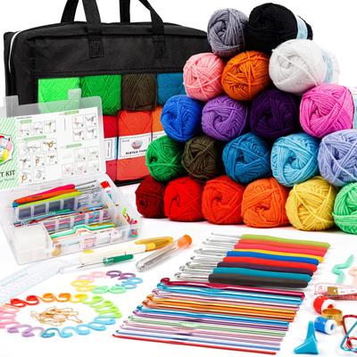 Zestaw do szydełkowania Inscraft Acrylic Yarn 20 Colors z szydełkiem Zestaw włóczek Premium Bundle dla dzieci, dorosłych, początkujących i profesjonalistów