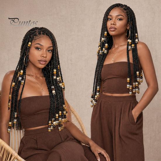 Multi-strand Braid Beads 60Pcs Dreadlock Hair Accessories, Large Hole for Thick Braids And Kids Adult Dreadlocks, Multi-Color Imitation Wood