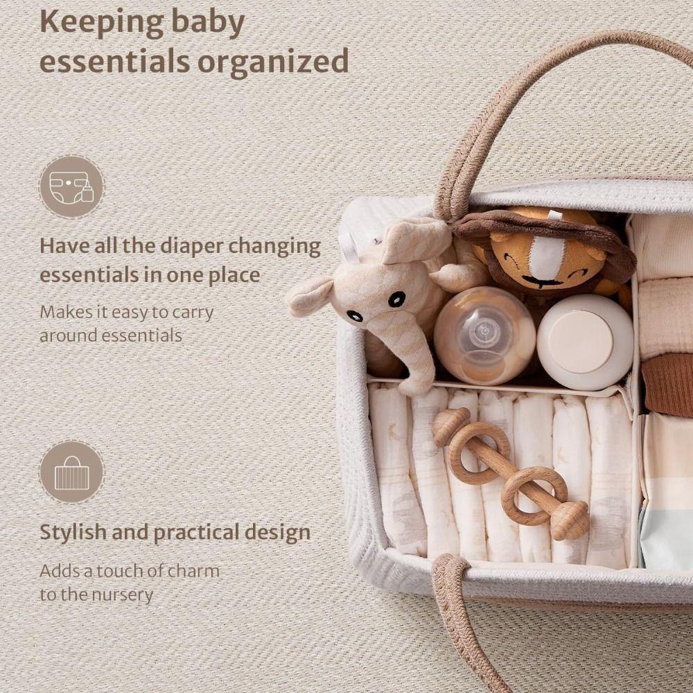 Woven Cotton Rope Baby Diaper Organizer Newborn Essentials Diaper Storage Bag Diaper Basket
