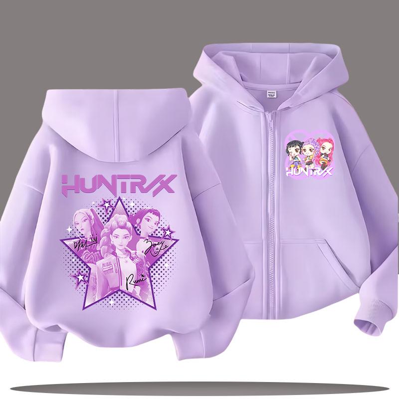 

Hoodies Sweatshirts Girls Fun Zip Hoodie Kids Clothing Girls Cartoon Printed Fashion Sweatshirt Casual Top 160