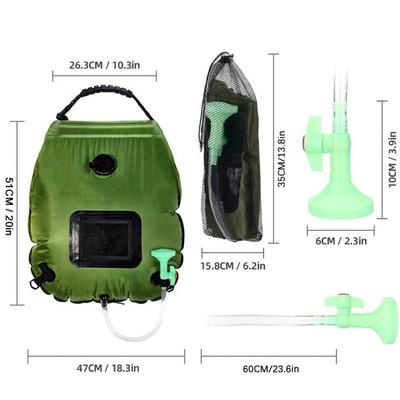 Camping Shower Bag 20L Solar Heat Absorbing Portable Outdoor Shower with Hose and Shower Head Hot Water for Travel Bathing