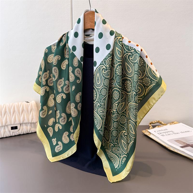 Cashew Polka Dot Simulation Silk High-End Printing Large Square Scarf Silk Scarf Shawl Headscarf Neck Protection Scarf Decorative Women'S Scarf