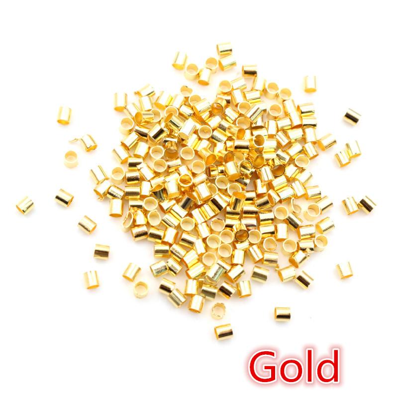 500pcs 1.5 2.0mm Gold Silver Color Tube Crimp End Beads Stopper Spacer Beads For DIY Necklace Jewelry Making Findings Supplies
