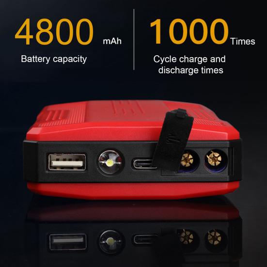 12V Lithium-Auto Starthilfe Batterie 4800mAh Tragbare Power Pack mit Schnell Ladung High-Helligkeit Notfall