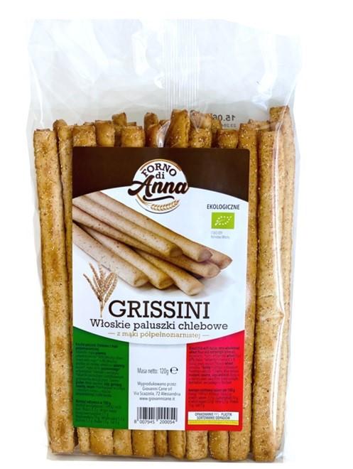 Grissini z mąki pełnoziarnistej BIO 120g Forno di Anna