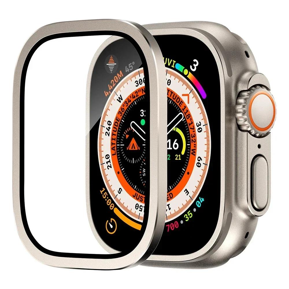 Screen Protector For Apple Watch Ultra 49mm Case Accessories Metal Cover Frame+Tempered Glass For iWatch Ultra 2 49mm Bezel Ring