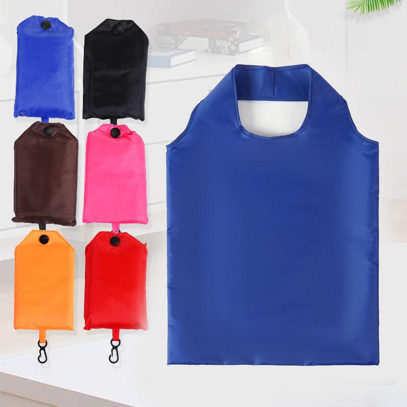Shopping Bag for women men Solid Color Eco-friendly Folding Reusable Portable Shoulder Handbag Polyester for Travel Grocery