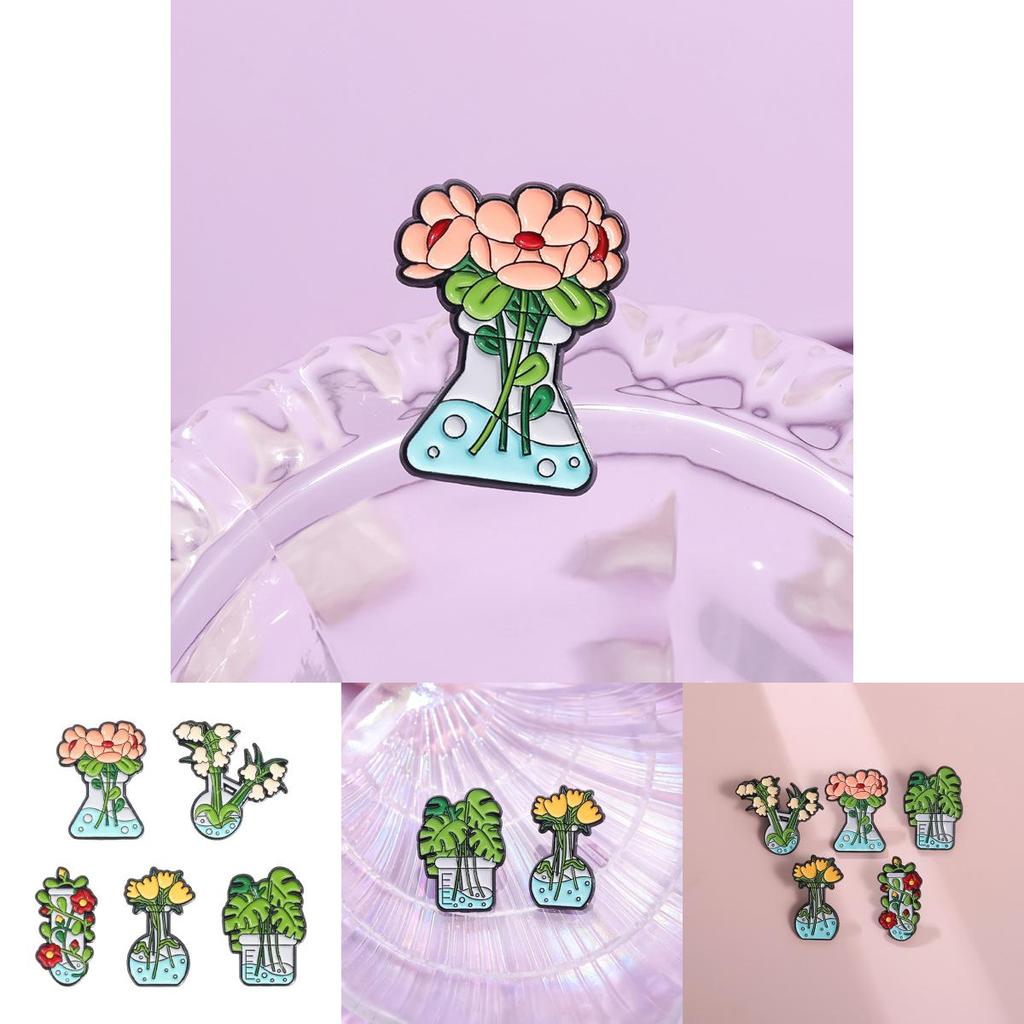 Trendy Cartoon Character Green Plant Brooches Versatile Metal Pins For Unisex Fashion Statement