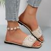[Foreign Trade] Celebrity niche fairy thick heel cool slippers female summer wear fashion out flat bottom one-word drag