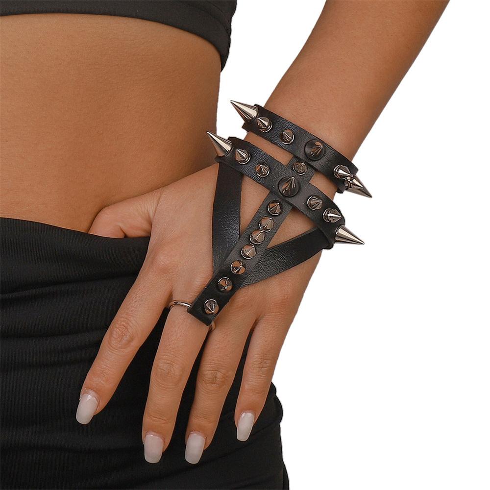Pu Leather Stud Bracelet Cuspidal Spikes Rivet Wide Cuff PU Leather Punk Gothic Rock Unisex Bracelets Bangle Woman Men Jewelry