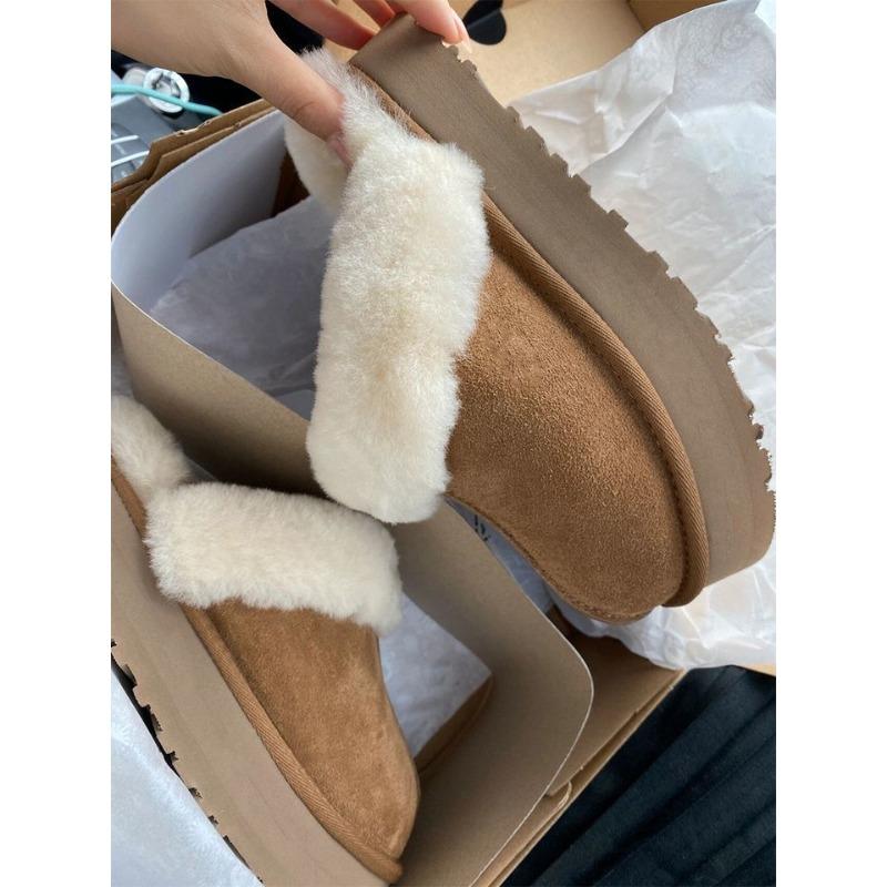 Women's New Thick-soled Snow Boots with Anti-slip Toe, Flat Bottom, Half-trap Cotton Shoes