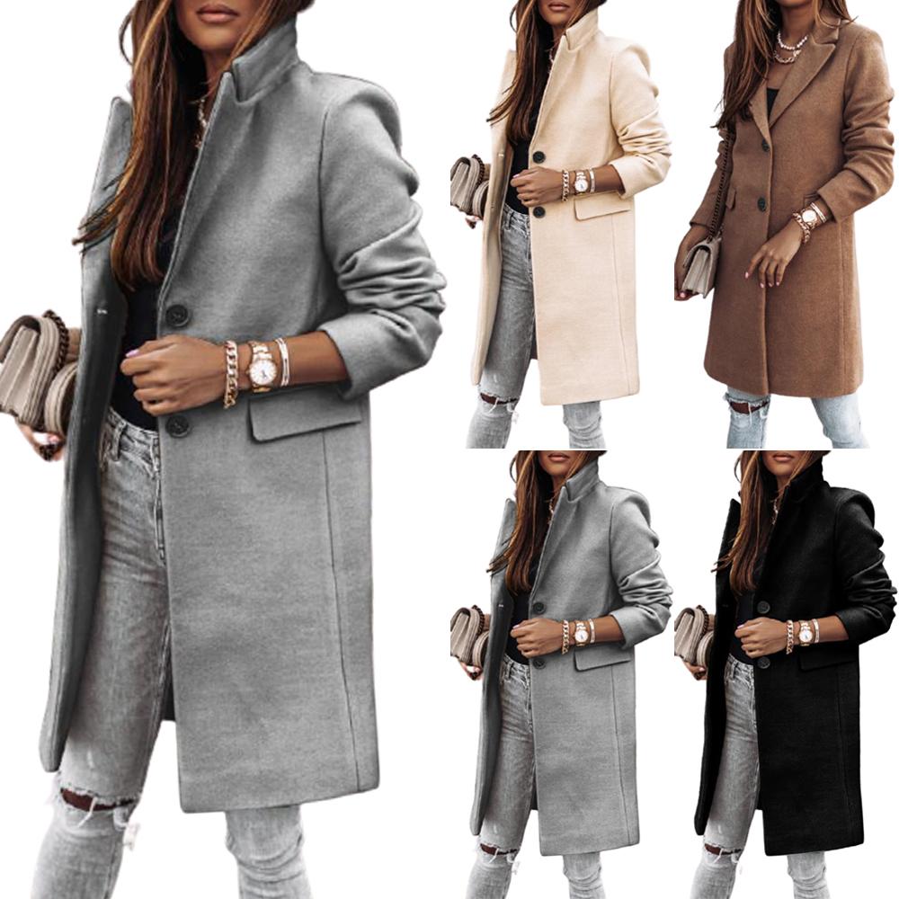 Buy Womens Lapel Trench Coat Office Ladies Winter Overcoat Casual Long