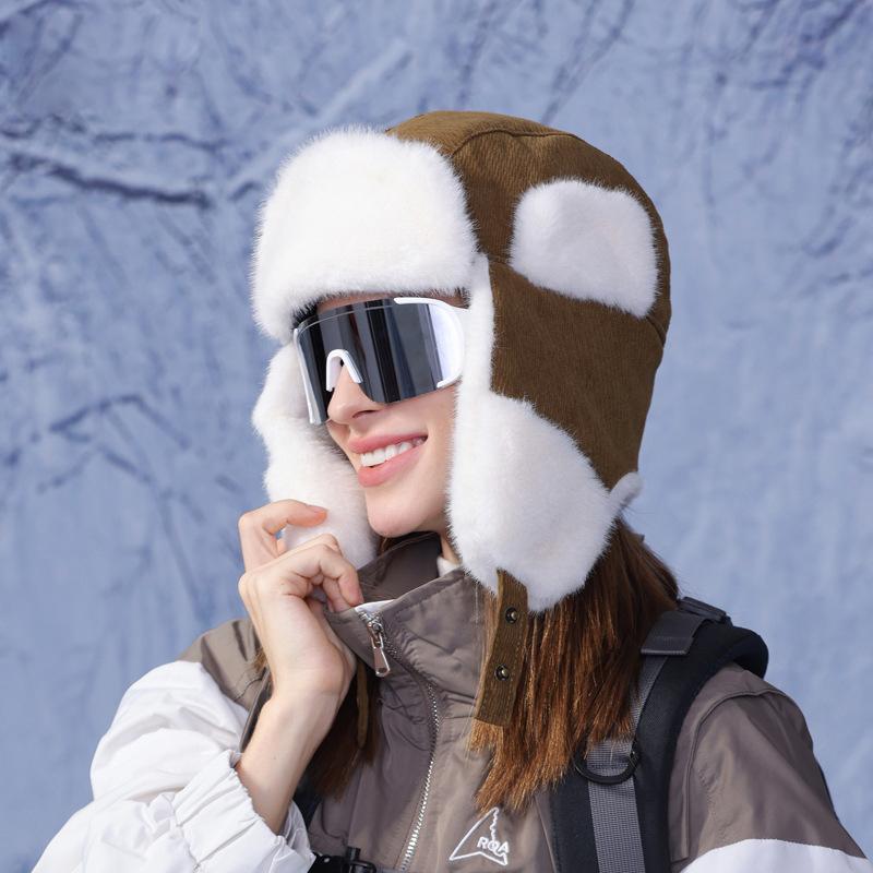 Χειμερινό Αντιανεμικό Προστατευτικό Αυτιών Πουλόβερ Σκουφάκι Ποδηλασίας Σκι Φλις Σκουφάκι Γυναικείο Χοντρό Αδιάβροχο Ζεστό Σκουφάκι για Μεγάλο Κεφάλι Καπέλο Μπόμπερ