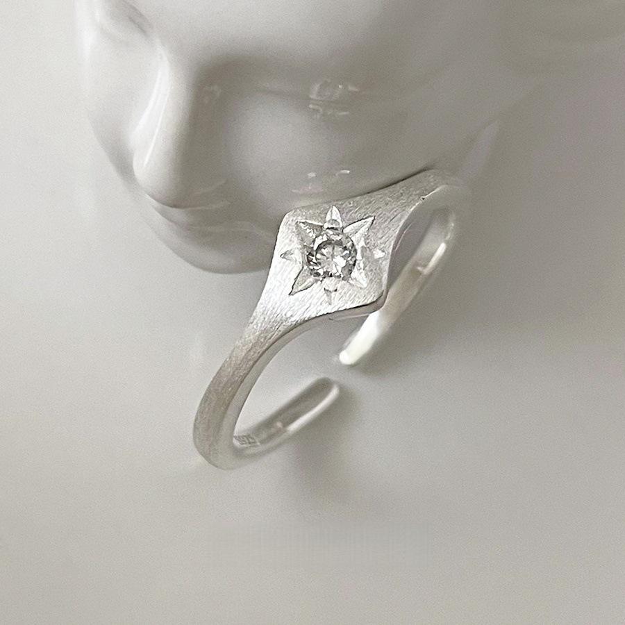 

Hexagram brushed plain ring ring women s simple open ring