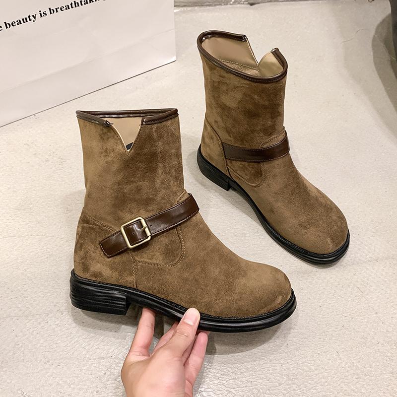 Women Boots New Fashion Style Western Cowboy Middle Boot Women Comfortable Outdoor Boots Lightweight Casual Shoes Women