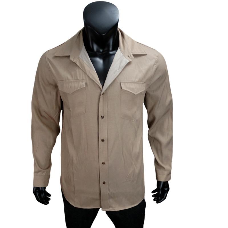 Men Vintage Wash Denim Shirt Casual Long Sleeve Button Up Pocket Top