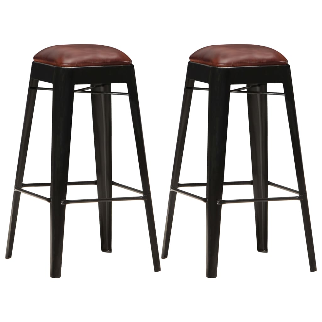 Buy Bar Stools 2 pcs Black Genuine Leather at affordable prices — free