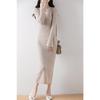 Autumn-Winter Pure Wool Trumpet Sleeve Mid-Length Sweater Dress
