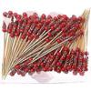 100 Stück, Lustige Rote Perlen-Bambusspieße, Cocktail-Zahnstocher für Cocktailparty oder Grill-Snacks (4,72 Zoll)