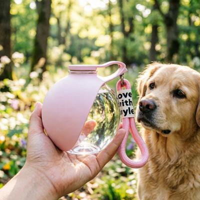 Pet Water Bottle Leak-Proof Portable Dog Water Ball with Foldable Silicone Bowl 10oz Lightweight Dog Water Dispenser for Travel Hiking Camping