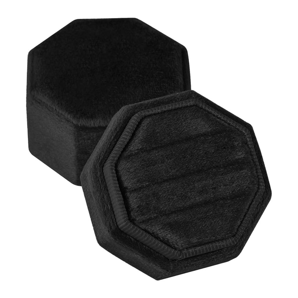 Octagonal Velvet Rings Box for Three Rings Soft Flannel Engagement Display Case Flannel Jewelry Organizer for Rings