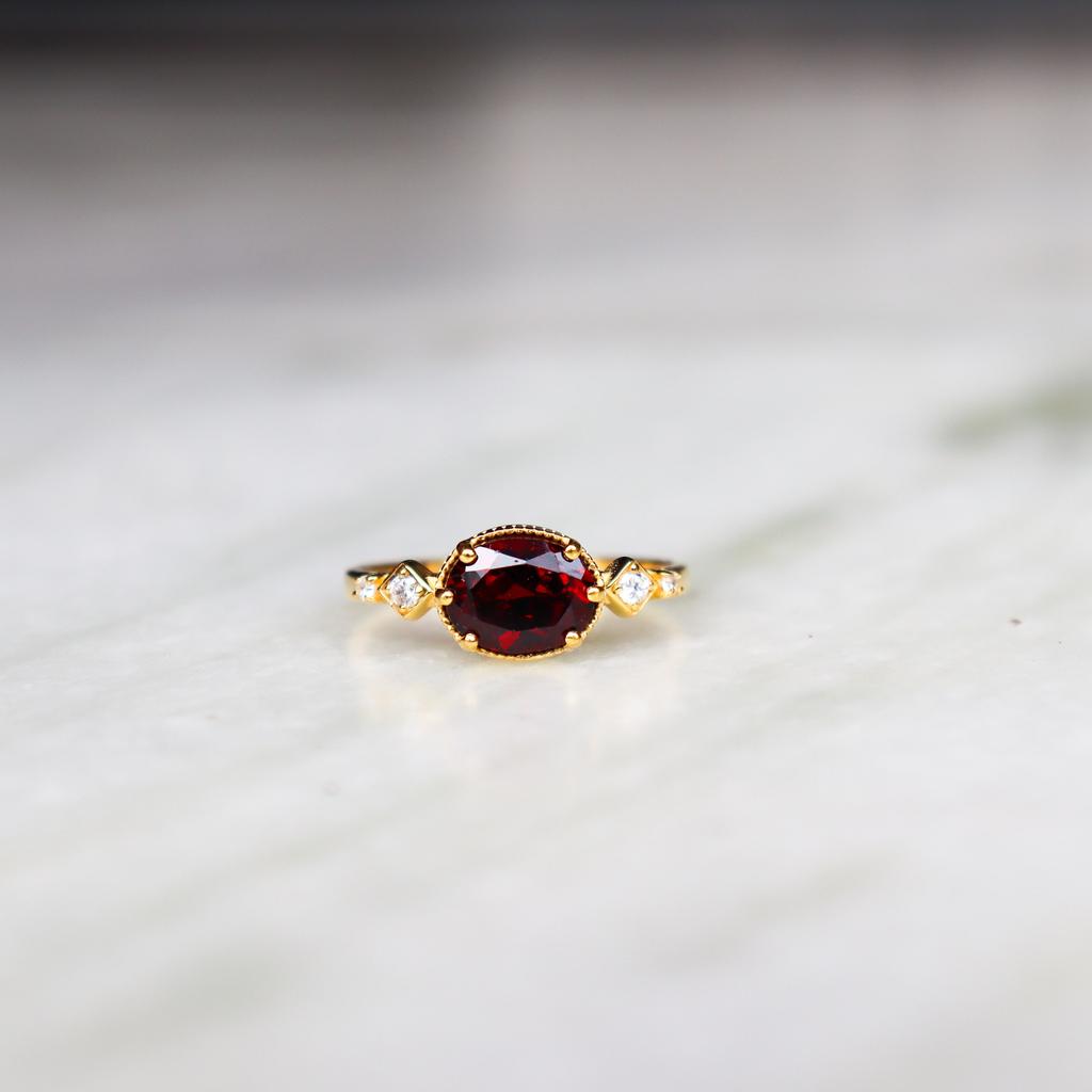 Natural Garnet Handmade Jewelry 925 Sterling Silver Silver Ring Gemstone Jewelry