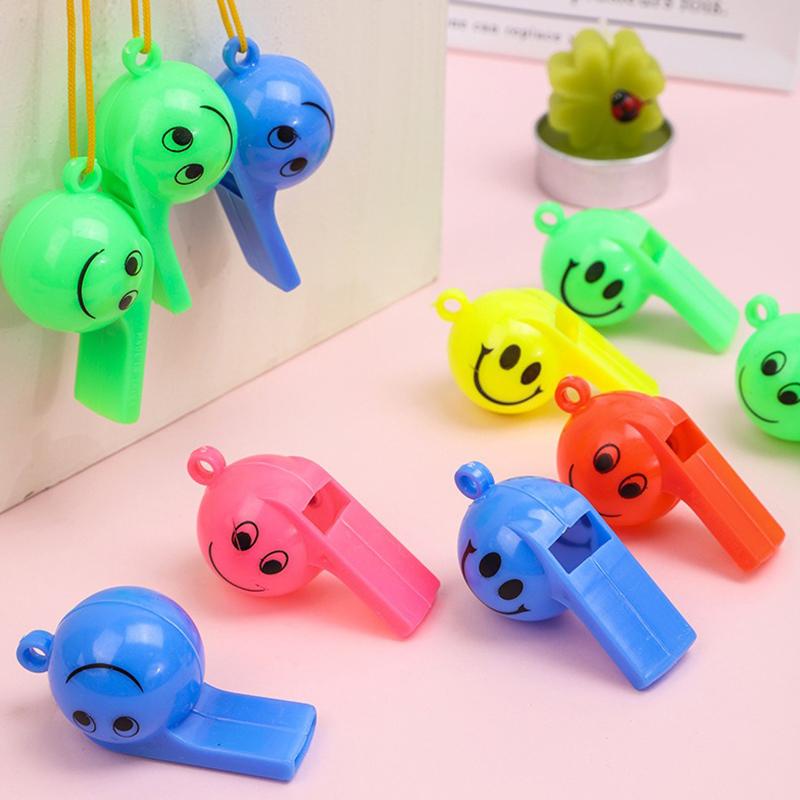 Multiple Colors Smile Face Whistle with Rope Random Mix 5/10/20PCS Pack Whistles Featival Party Atmosphere Noise Maker Props ZYF