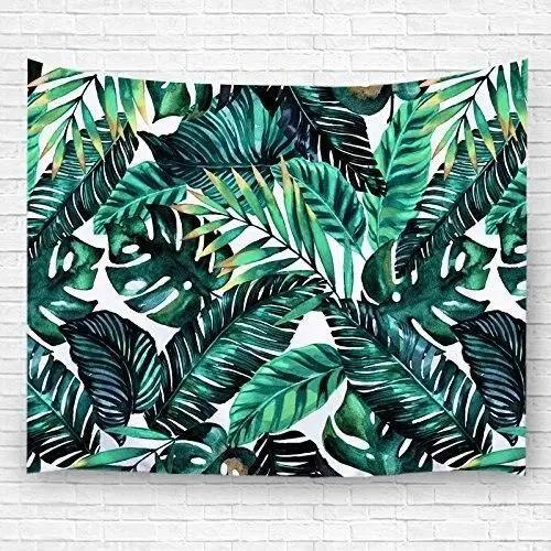 Tropical Monstera Leaf Tapestry  Vibrant Green Art for Living Room Decor Enhance Your Space with Fresh and Natural Vibes