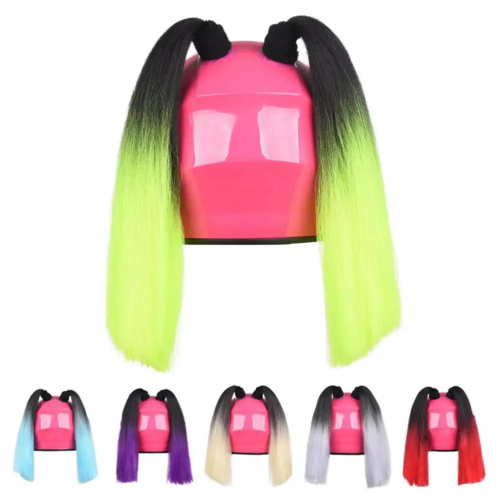 

2Pcs Multicolor Loose Wig Ponytail Braid Motorcycle Helmet Braids Wig Motorbike Helmet Pigtails Decoration For Women Children