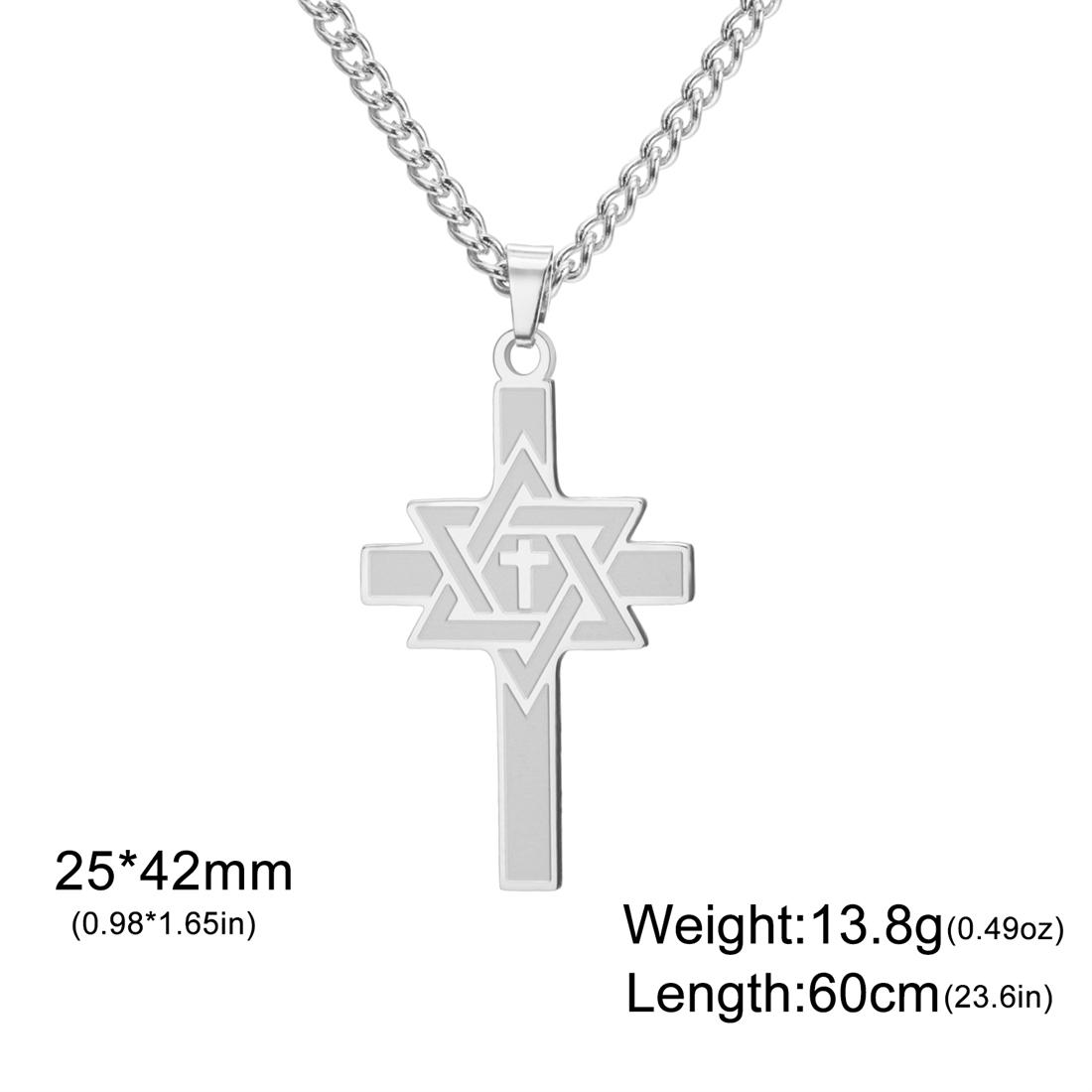 

Star of David Cross Necklaces Stainless Steel Vintage Six-pointed Star Pendant Chain Women Men Protection Amulet Jewelry