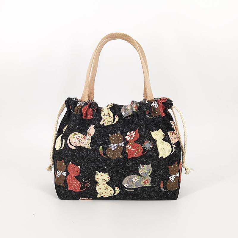 Мультяшная холщовая сумка-тоут для ланча Износостойкий Утолщенный Ручной Затягивающийся шнурок для удобного хранения 1080₽