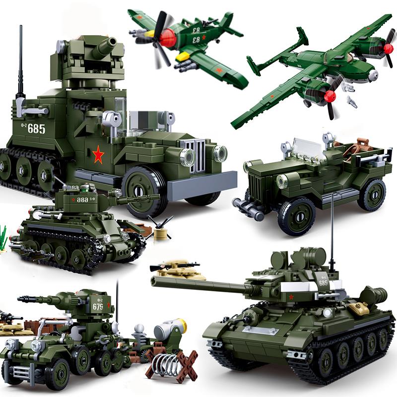 Sluban Military Vehicle Ww2 Tank Truck Humvee Building Blocks Germany Us Soviet World War 1 2 I Ii Airplane Car Army Planes Toys