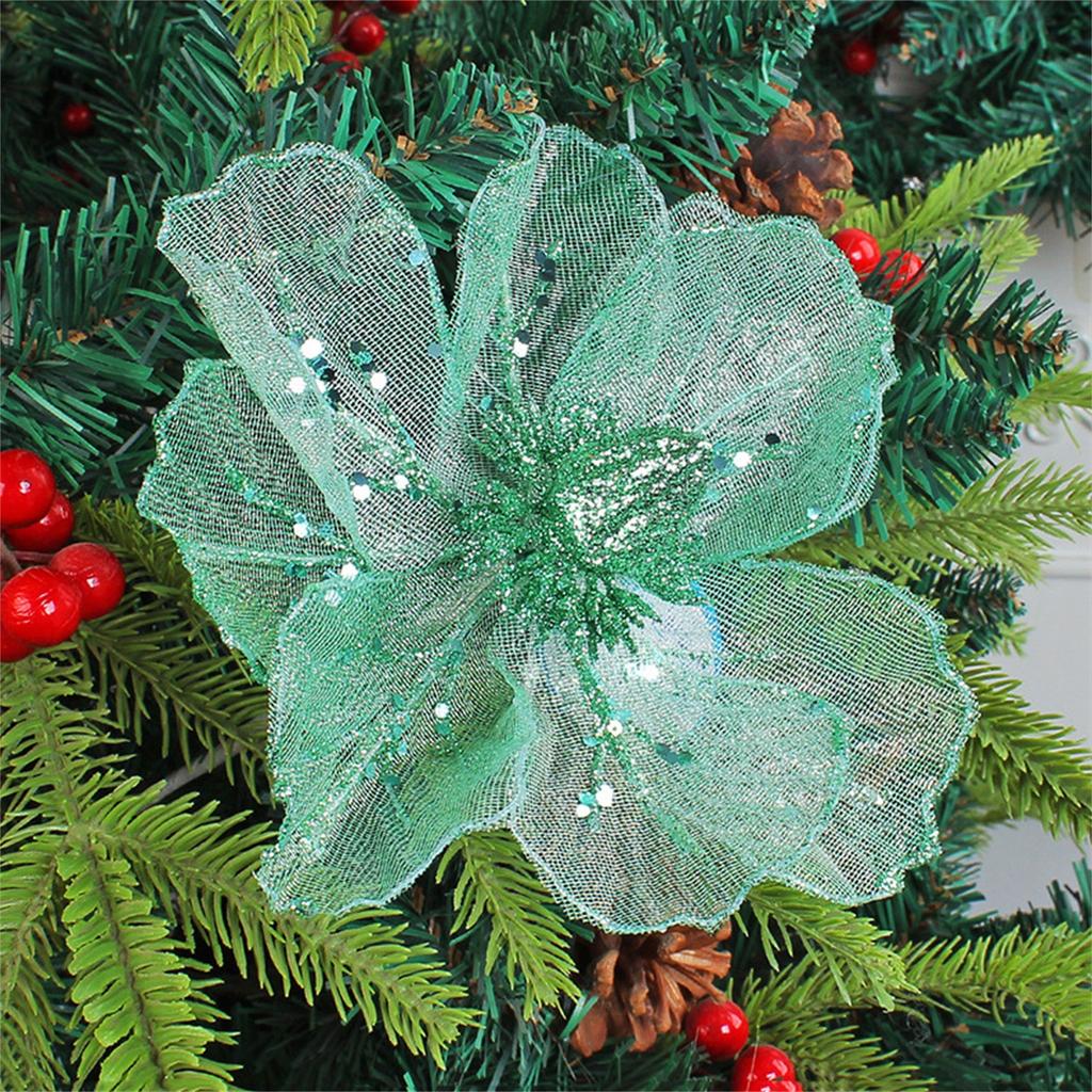 Sparkling Christmas Flower Decorations, DIY Christmas Trees, Hollow Flower Arrangement Accessories, Simulated Flower Ornaments