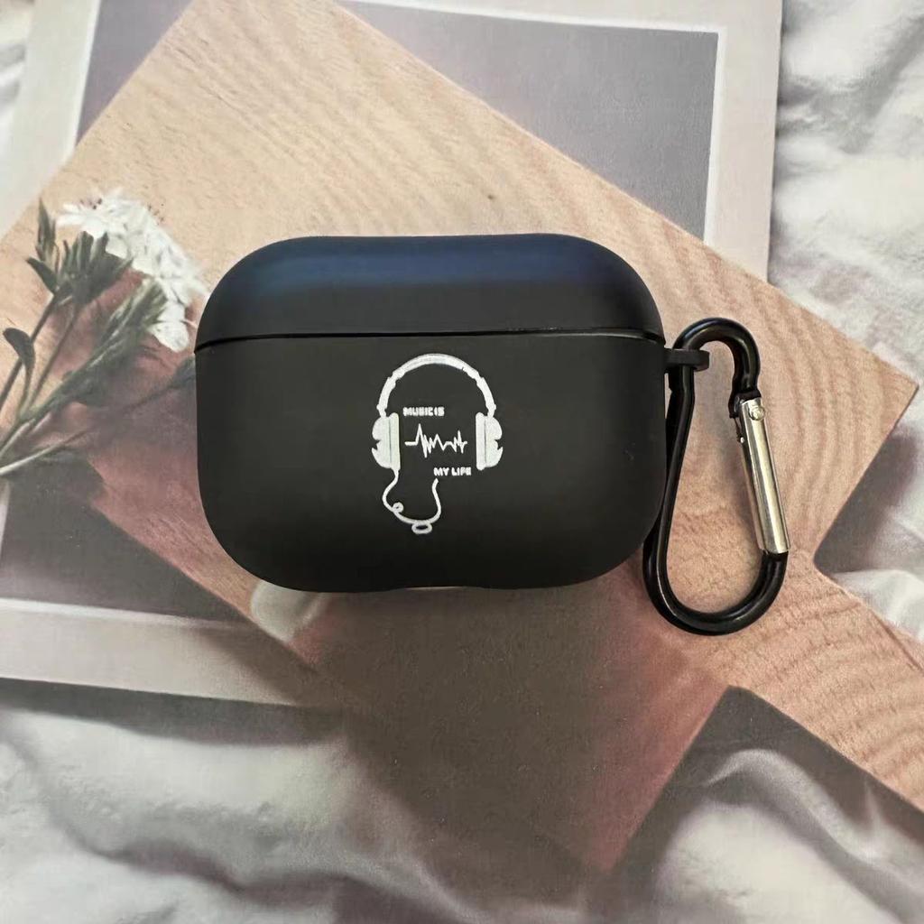 Trendy and cool for AirPods 1 Creative Fun Apple Bluetooth Earphones, shockproof protective case matte black, shockproof
