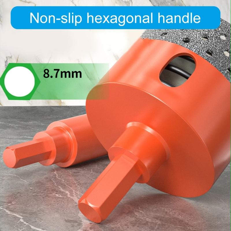 Hole Saw, Ankoow 20-65mm Hole Saw Tooth Cutting Opener Drill Bit Hexagonal Shank for Marble Ceramic Tile