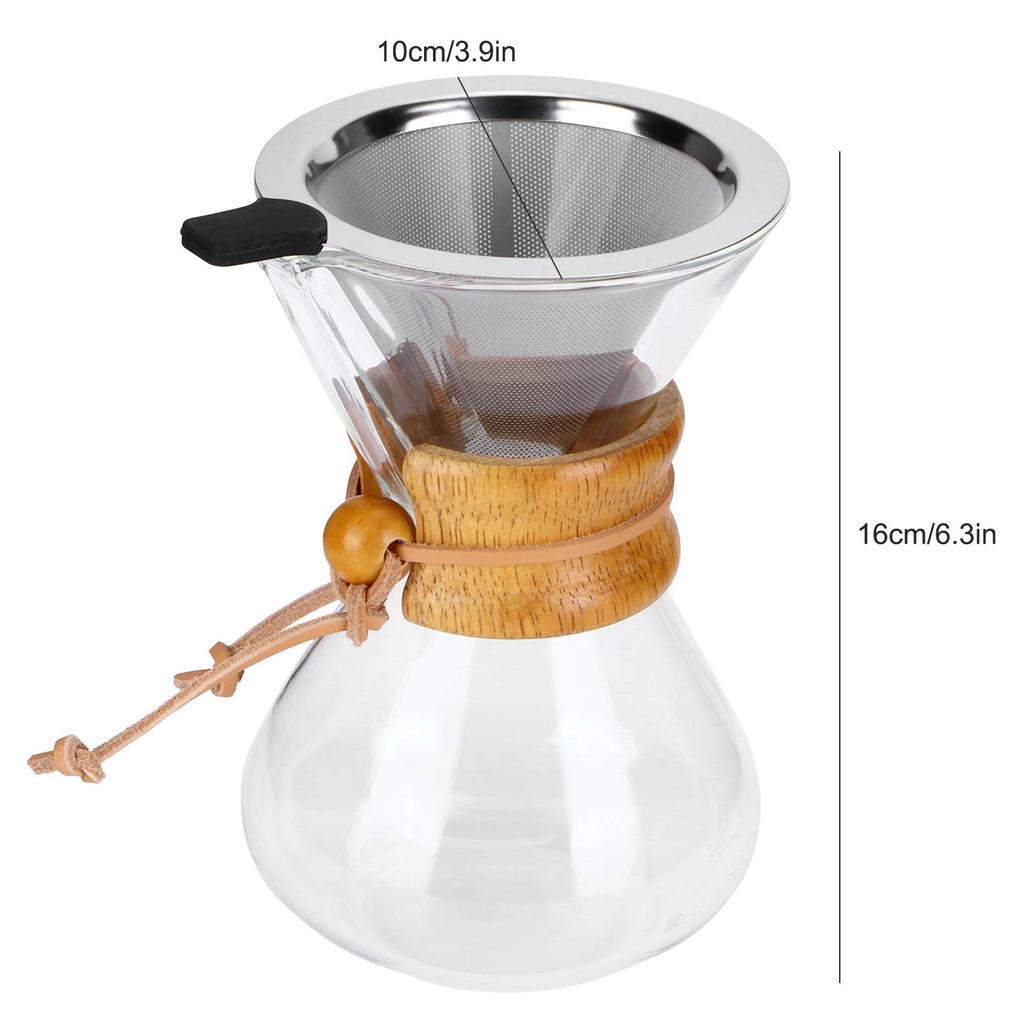 Glass coffee pot, coffee drip pot, easy to clean, machine washable (400ml)