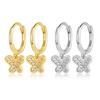 INS Style 925 Sterling Silver Butterfly Zircon Ear Studs & Hoops Earrings for Women