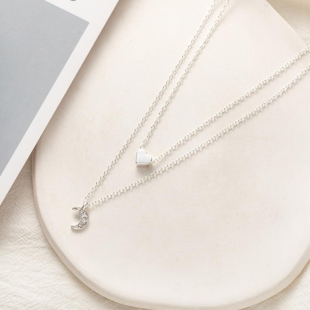 Necklace, Fashionable And Versatile Love Moon Two Layers Two Layers Necklace Item