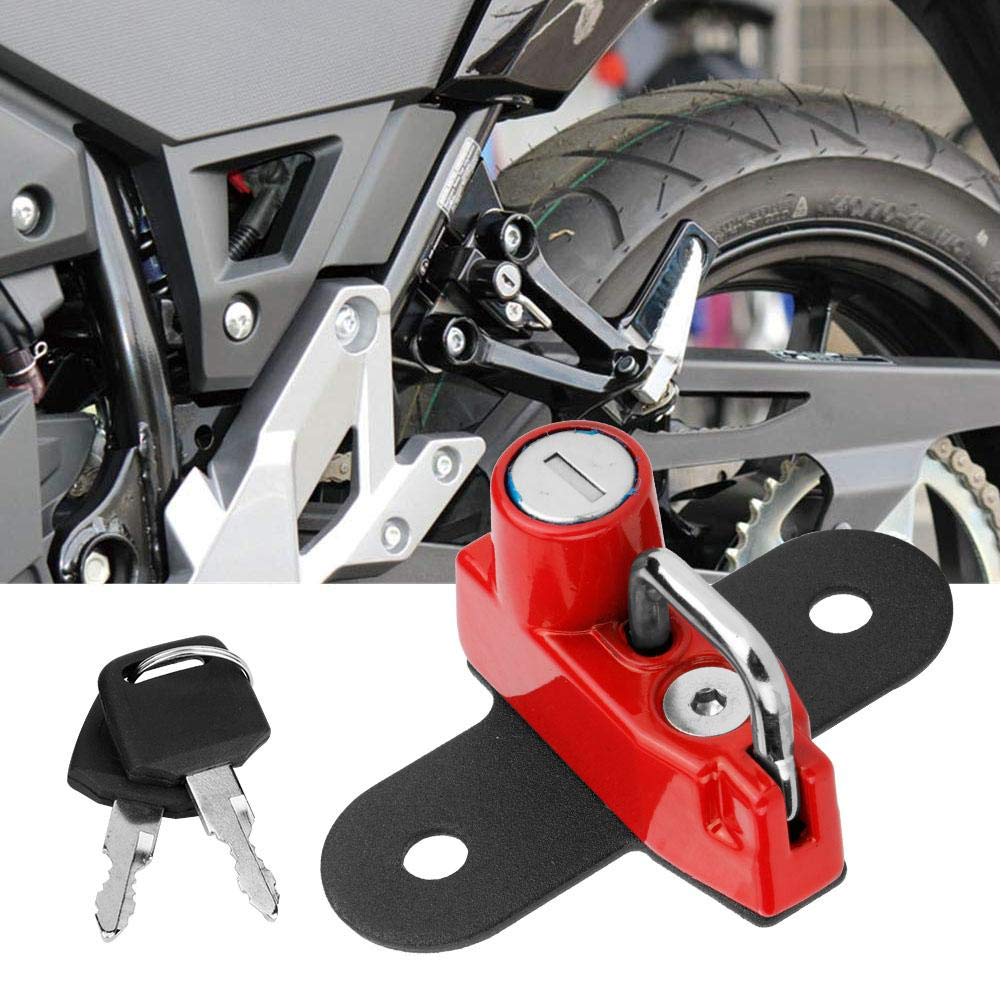 Helmet Lock, vStrom 250-Qiilu Helmet Lock Mount Anti-Theft Helmet Lock Aluminum Alloy Fit Suzuki V-Strom 250 2017 and Later (Red)