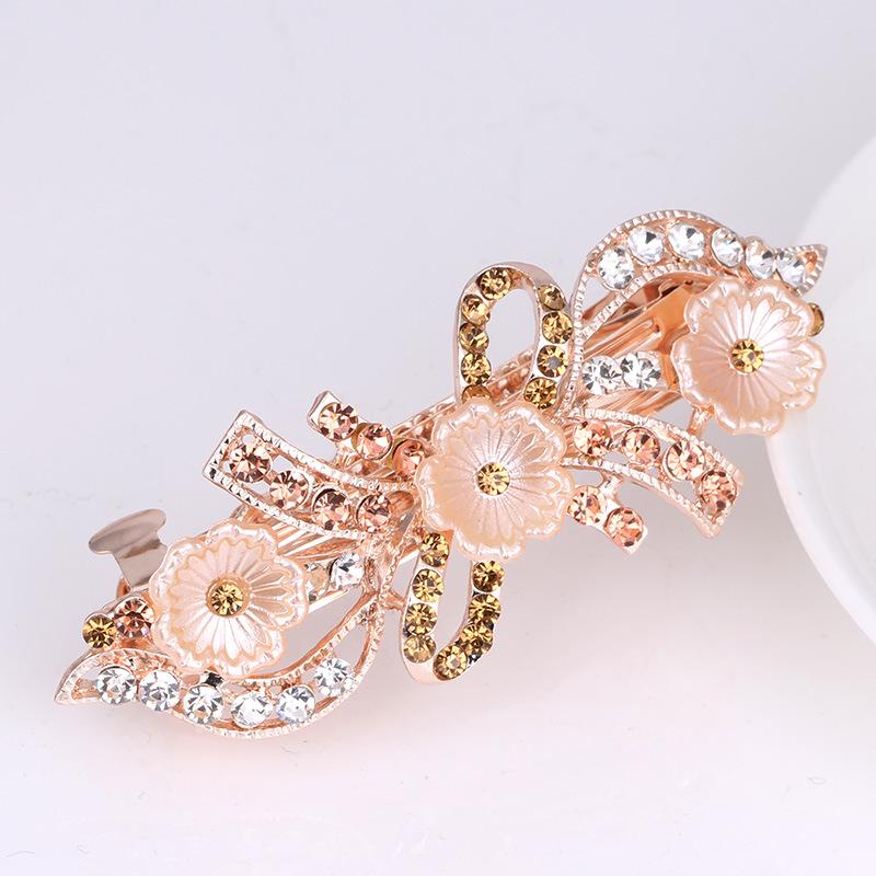 Colorful Pearl & Rhinestone Flower Bow Hair Clip