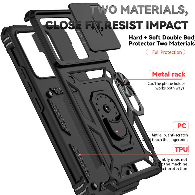 Military Armor Slide Camera Case For Xiaomi 15T Pro 14T 13T 12T 11T 13 12 11 Lite 5G 17 Pro Max Magnetic Ring Holder Phone Cover