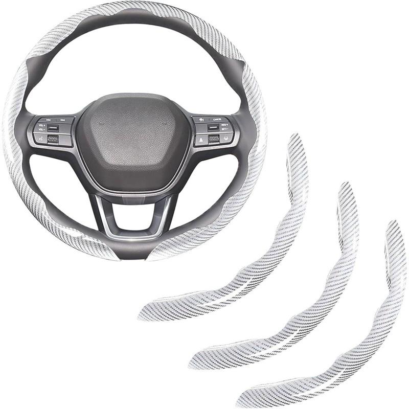 3 Stück 38 cm Kohlefaser Auto Lenkradabdeckung Rutschfeste Schutzabdeckung Segmentiertes Auto Styling Zubehör Für 99% Auto