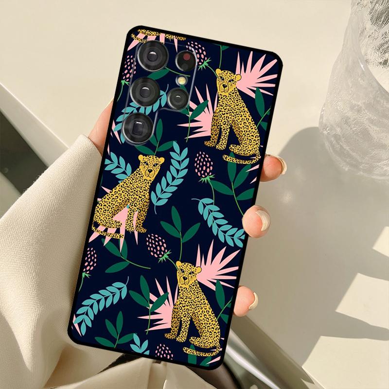 Tigers Leopards Tropical Leaves For Samsung Galaxy S21 S22 Ultra Note 20 S8 S9 S10 Plus Note 10 Plus S20 FE Phone Cover