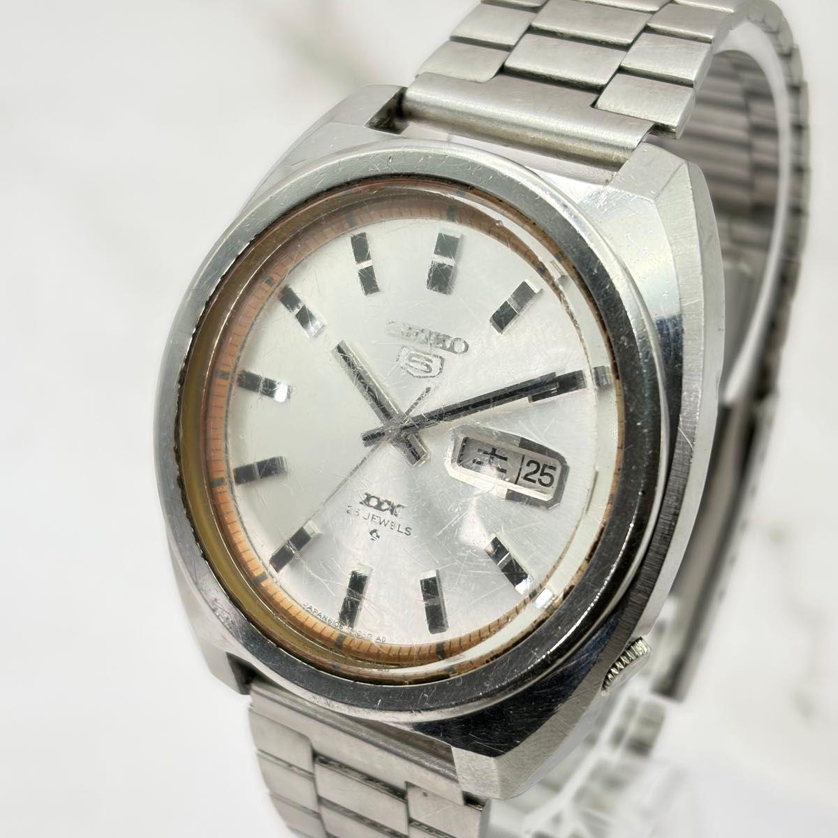 Operation SEIKO 5 Actus DX 25 stones 6106-8180 Silver Dial Men s Watch Automatic Winding Vintage